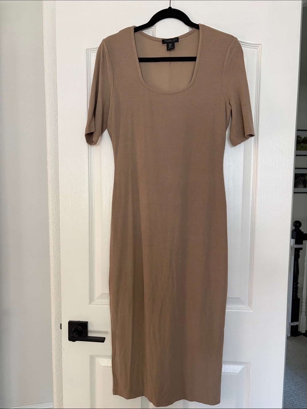 Rachel Zoe Beige Scoop Neck Midi Dress